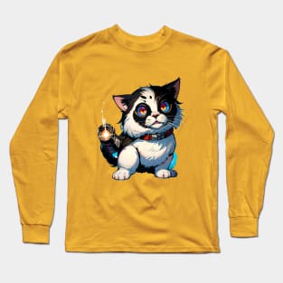 Star Cat Tshirt and Stickers Design Cute Cat Sci-Fi Characters Robot Carousel Long Sleeve T-Shirt